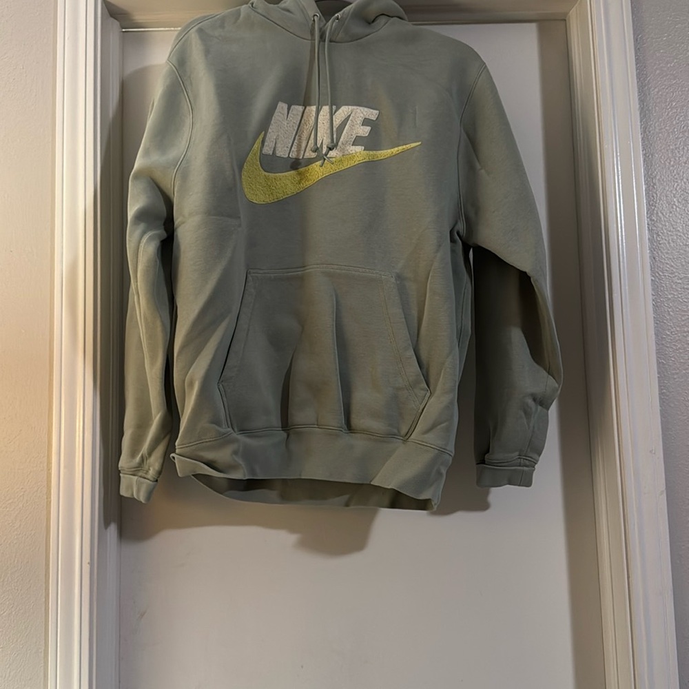 Nike men’s Green Hoodie with Yellow Logo